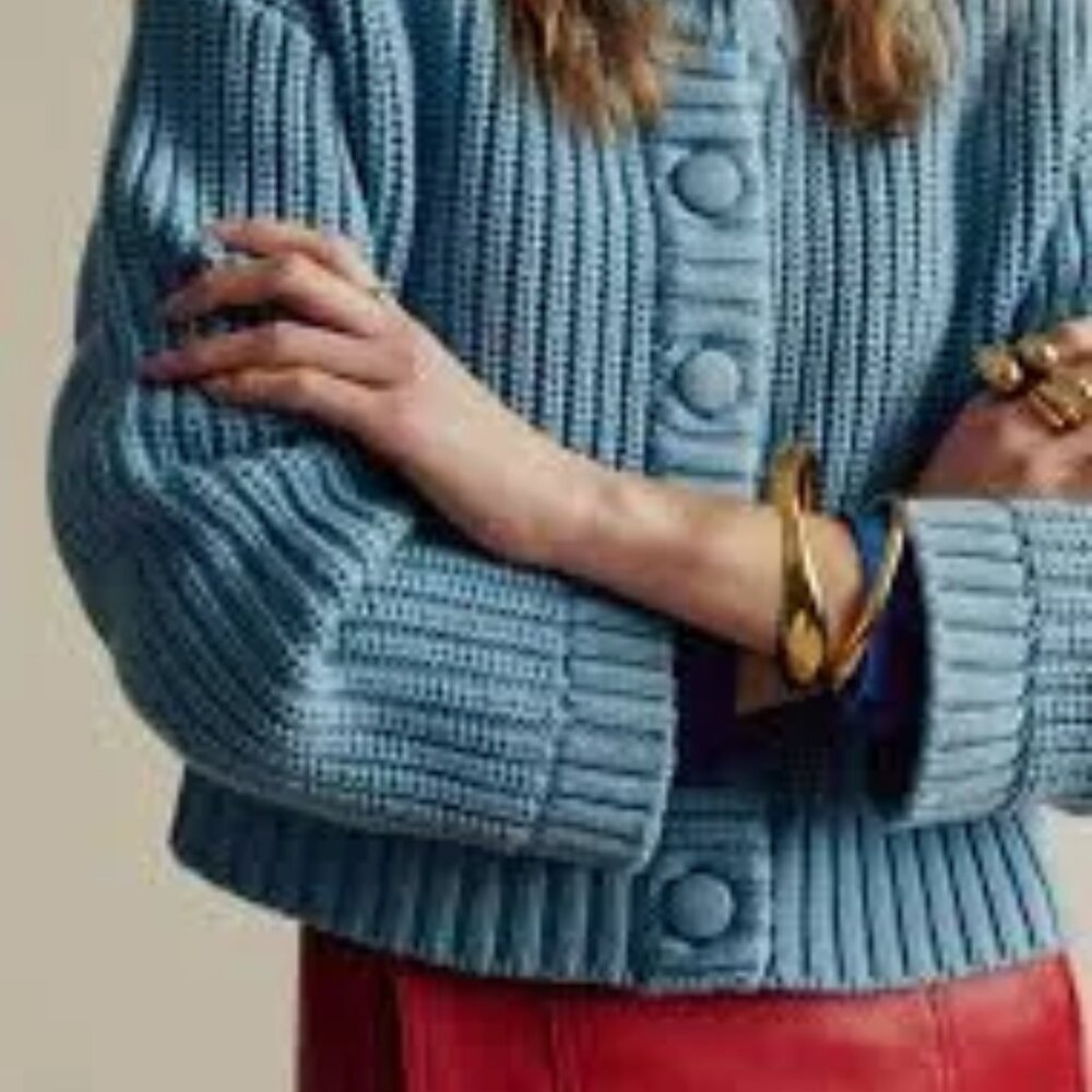 SEZANE Paolo cardigan in blue, size M, NWT